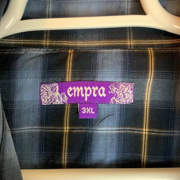 Empra Mens 3XL Plaid Western Shirt Cross Angel Wings Detail Diamond Snaps - Picture 6 of 6